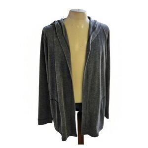 Splendid Eco Womens L Gray Hooded Cardigan Open Front Lightweight Drape Casual